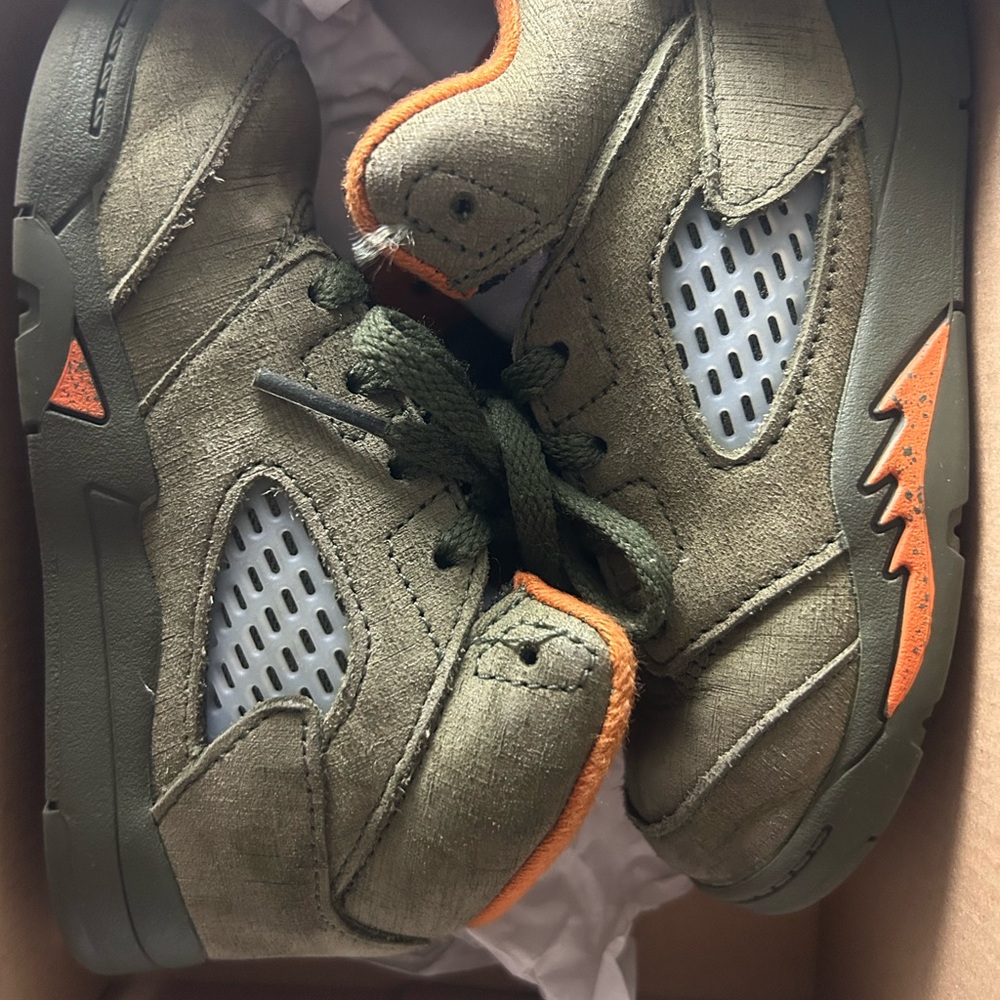 Jordan Kids Olive and Orange Sneakers